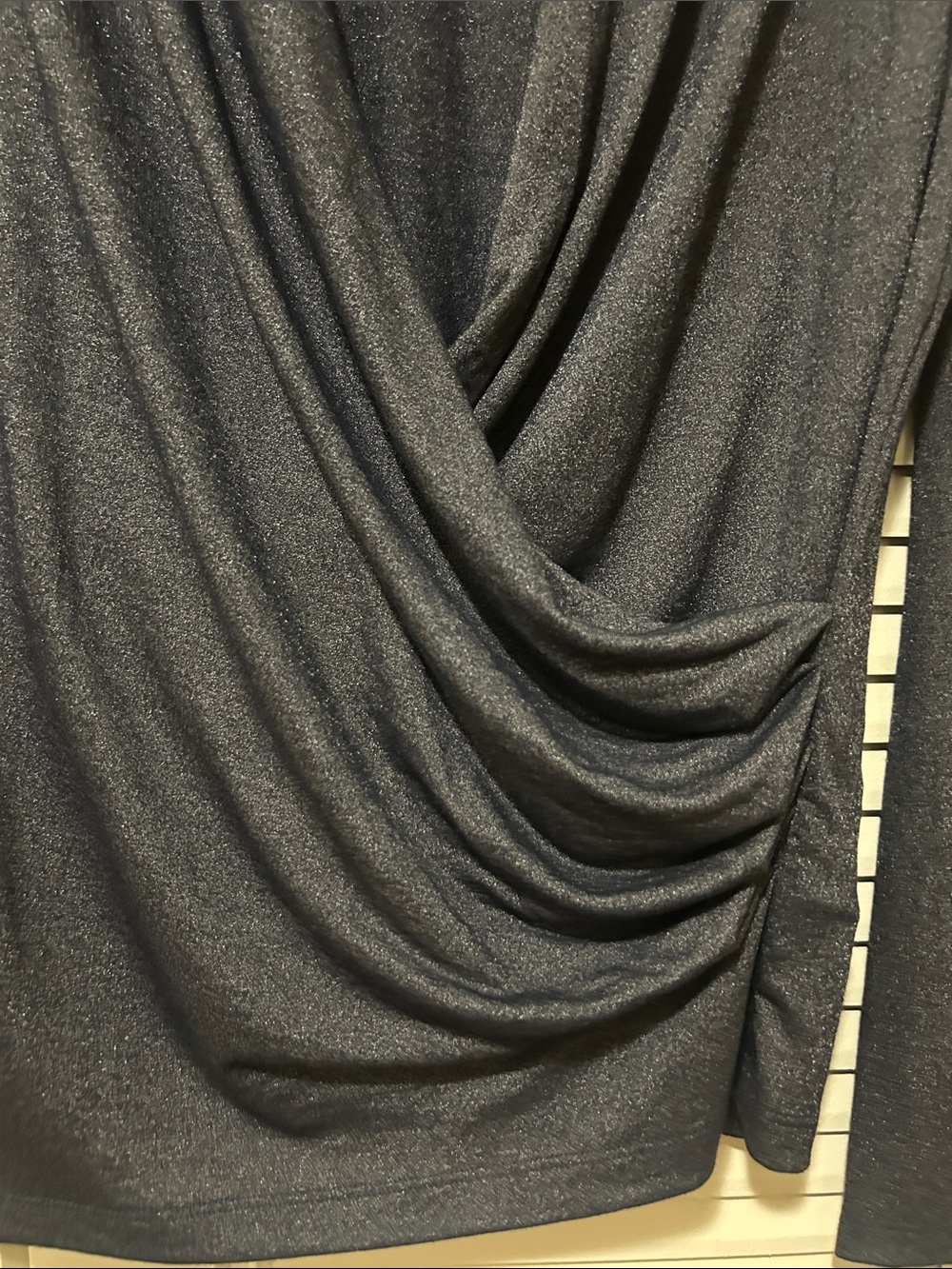 Brooks Brothers Faux Wrap Long-Sleeve Top Shimmery Charcoal LARGE NWT - Picture 5 of 11